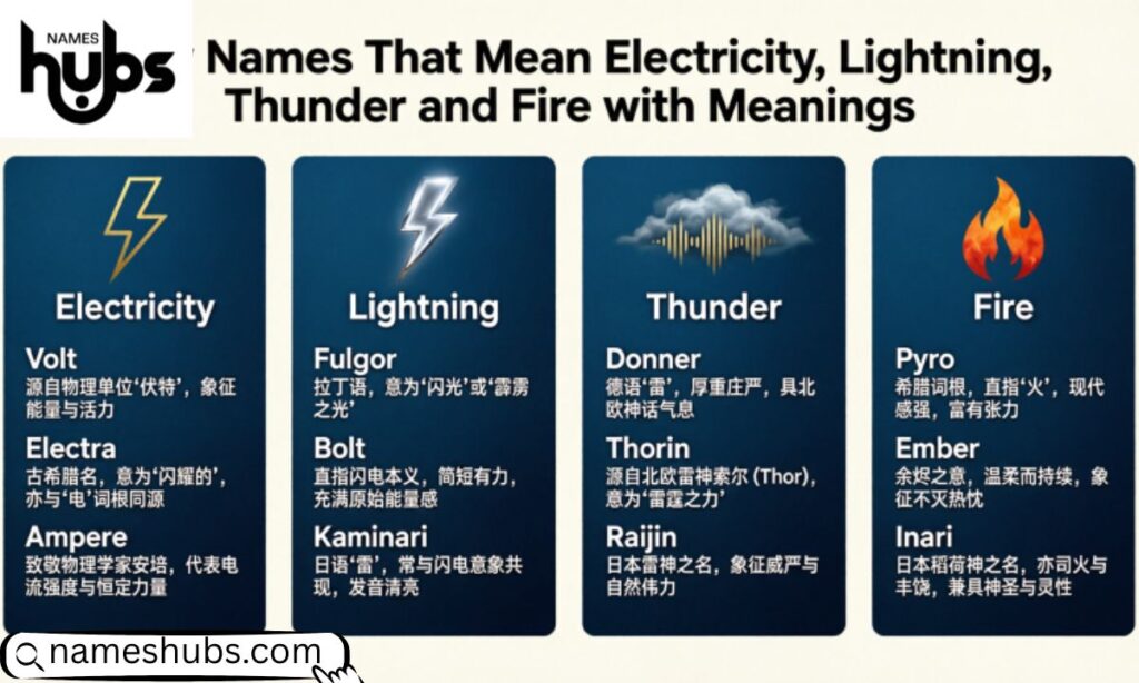 Baby Names That Mean Electricity, Lightning, Thunder and Fire with Meanings